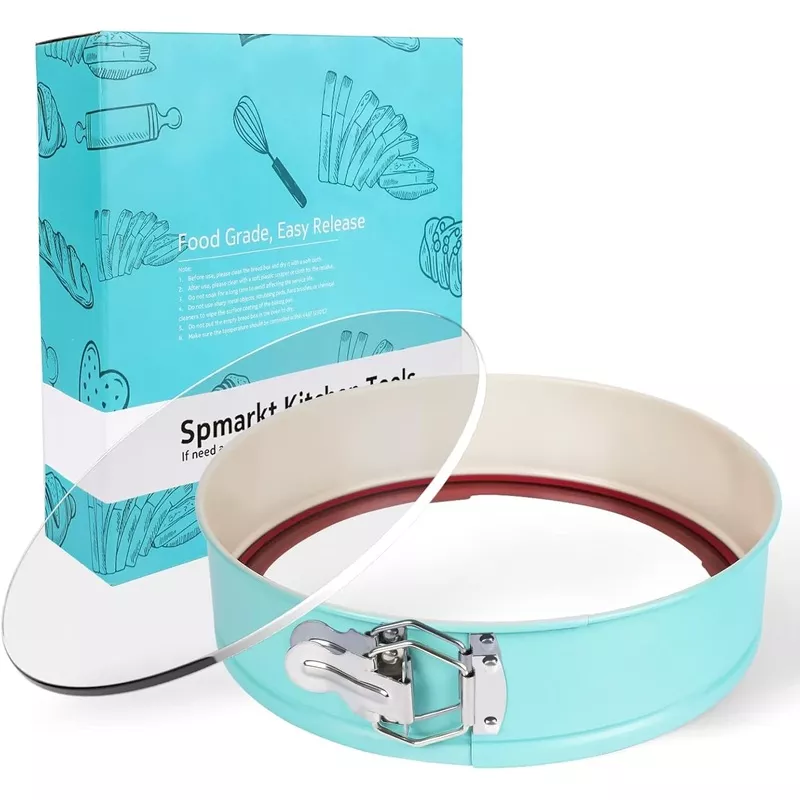 10-Inch Glass Bottom Springform Pan with Silicone Seal, Springform Pan 10 inch Nonstick,10In Cheesecake Pans Springform, Leak-Proof, Nontoxic & Oven-Safe