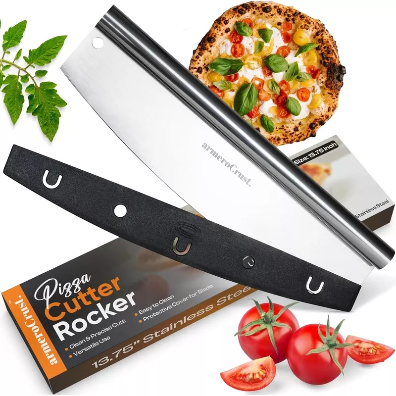 13-8-inch-pizza-cutter-rocker-blade-easy-slicing-premium-finish-pizza-slicer-wit 13.8 Inch Pizza Cutter Rocker Blade - Easy Slicing - Premium Finish Pizza Slicer with Time Saving Pizza Cutter Rocker Design