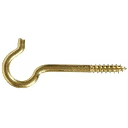 192-x-3-3-8-solid-brass-round-ceiling-type-screw-hook-2pk-hillman-852432 .192 X 3-3/8 Solid Brass Round Ceiling Type Screw Hook 2Pk Hillman 852432