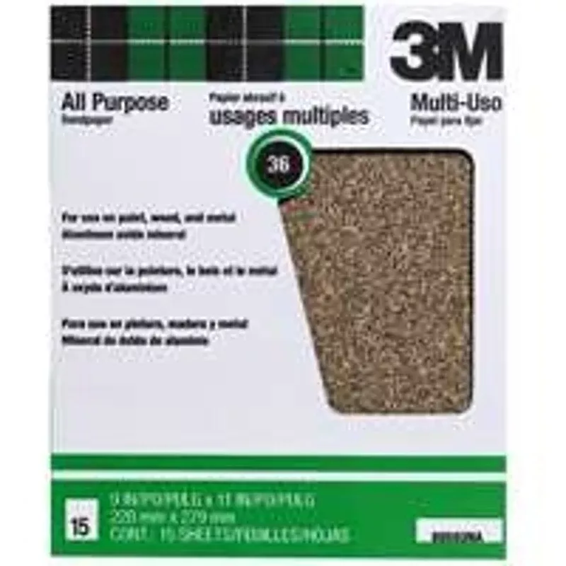 3m-88593na-15-sandpaper-sheet-11-in-l-9-in-w-extra-coarse-36-grit 3M 88593NA-15 Sandpaper Sheet, 11 in L, 9 in W, Extra Coarse, 36 Grit,
