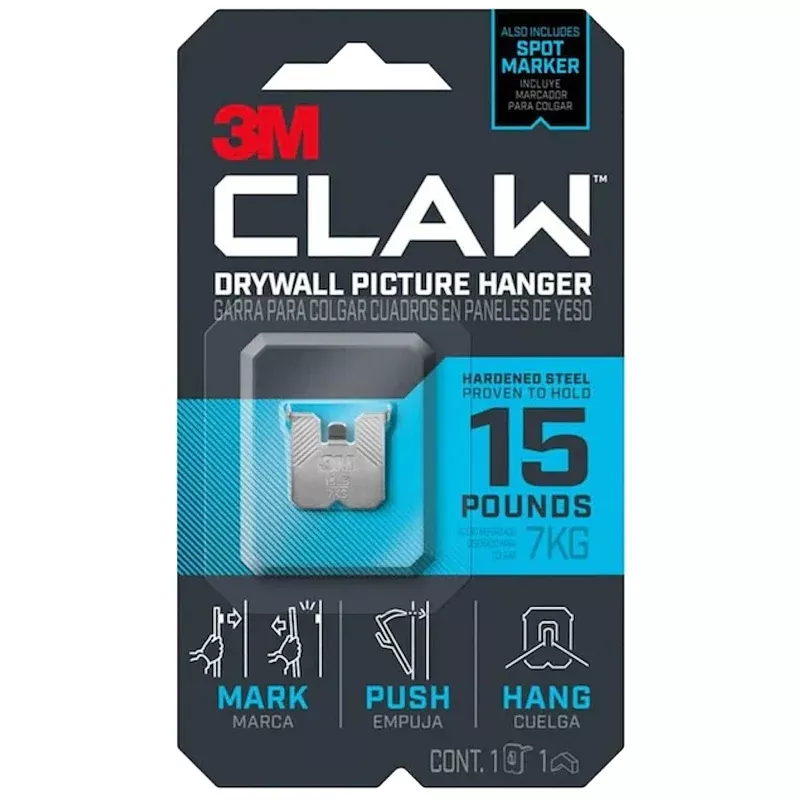 3m-claw-3ph15m-1es-drywall-picture-hanger-15-lb-steel-push-in-1-pk 3M CLAW 3PH15M-1ES Drywall Picture Hanger, 15 lb, Steel, Push-In, 1/PK