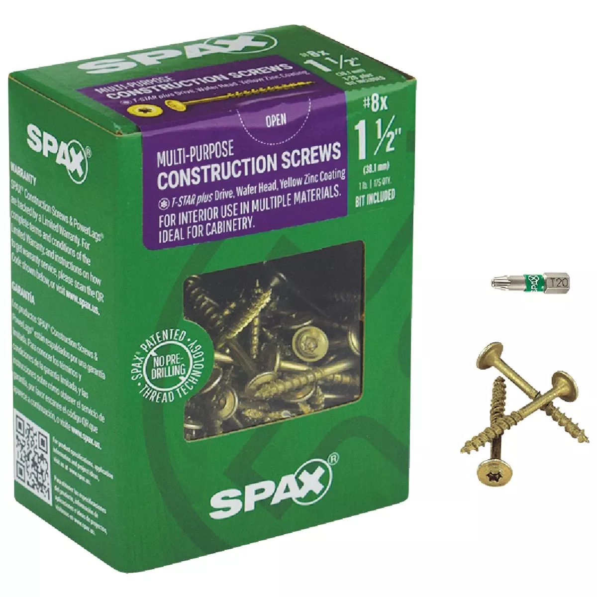 8-x-1-1-2-inch-washer-head-multi-material-construction-screw-1-pound-box #8 X 1-1/2 Inch Washer Head Multi-material Construction Screw - 1 Pound Box