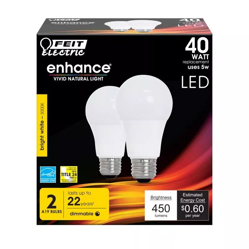 feit-enhance-a19-e26-medium-led-bulb-bright-white-40-watt-equivalenc Feit Enhance A19 E26 (Medium) LED Bulb Bright White 40 Watt Equivalenc
