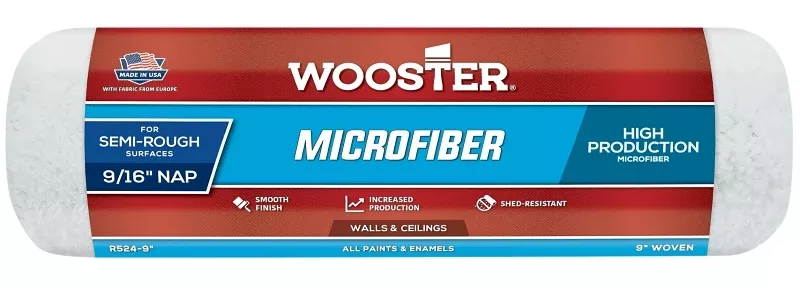 wooster-r524-9-roller-cover-9-16-in-thick-nap-9-in-l-microfiber-clo Wooster R524-9 Roller Cover, 9/16 in Thick Nap, 9 in L, Microfiber Clo