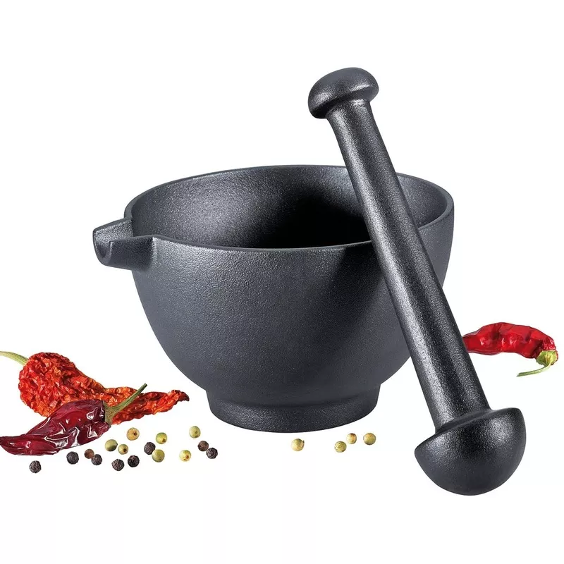 zassenhaus-5-5-black-extra-large-cast-iron-mortar-pestle-with-pour-spout-m076066 Zassenhaus - 5.5" Black Extra Large Cast Iron Mortar & Pestle with Pour Spout - M076066