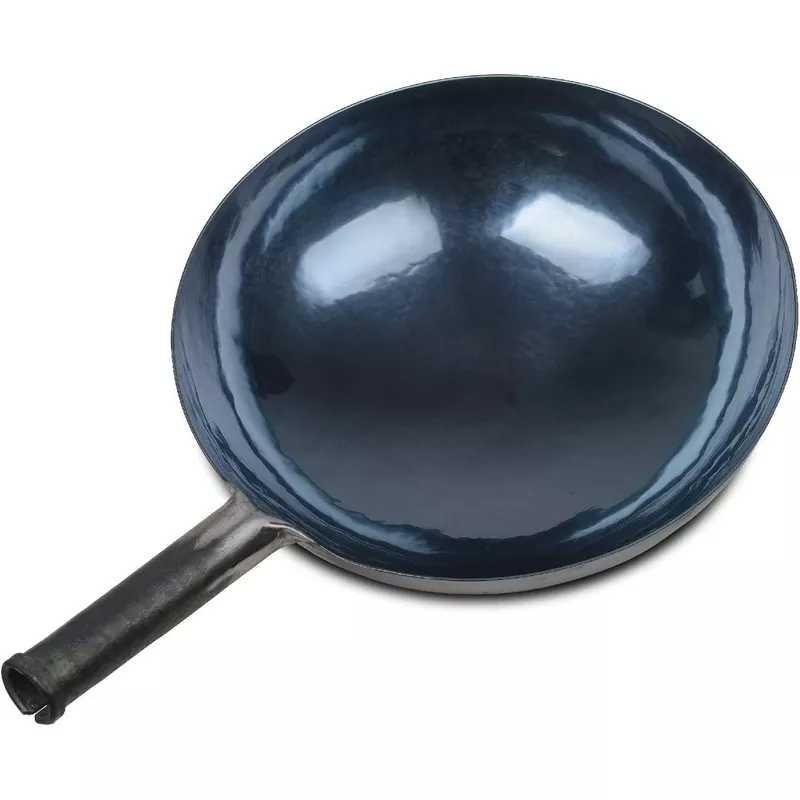 zhensanhuan-chinese-hand-hammered-iron-woks-stir-fry-pans-non-stick-no-coating-c ZhenSanHuan Chinese Hand Hammered Iron Woks and Stir Fry Pans, Non-stick, No Coating, Carbon Steel Pow (30CM, Blue Black - Seasoned)