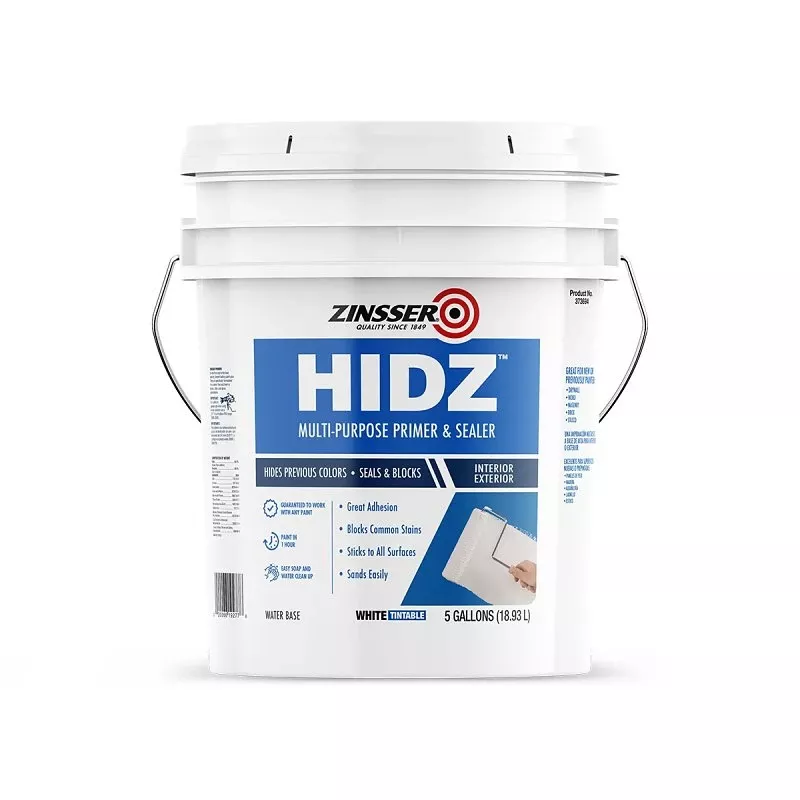 zinsser-hidz-white-water-based-primer-sealer-flat-5-gallon Zinsser Hidz White Water-based Primer And Sealer, Flat, 5 Gallon