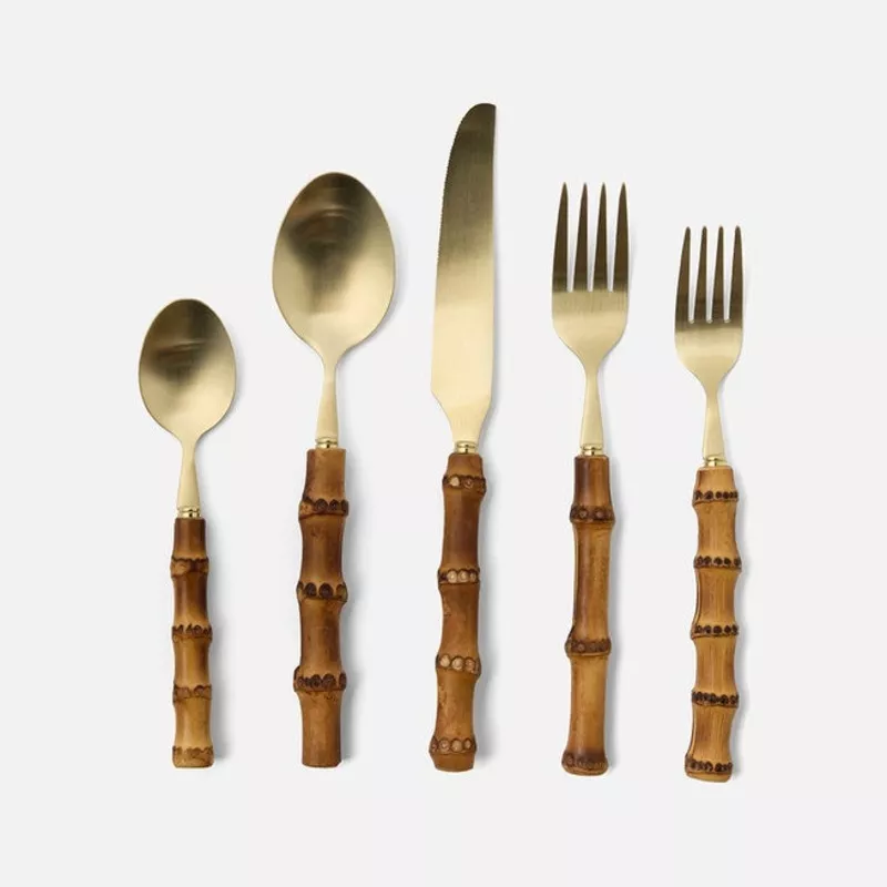 zoya-bamboo-flatware-5-piece-setting-matte-gold Zoya Bamboo Flatware 5 Piece Setting -Matte Gold
