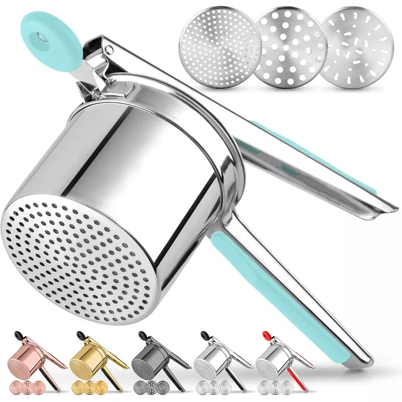 zulay-kitchen-premium-large-15oz-potato-ricer-heavy-duty-professional-stainless- Zulay Kitchen Premium Large 15oz Potato Ricer, Heavy Duty Professional Stainless Steel Potato Masher and Ricer Kitchen Tool, Press and Mash Kitchen Gadget - Gold/Black
